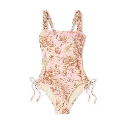 Kona Sol Garden Floral Bandeau One-Piece Swimsuit - Secondipity