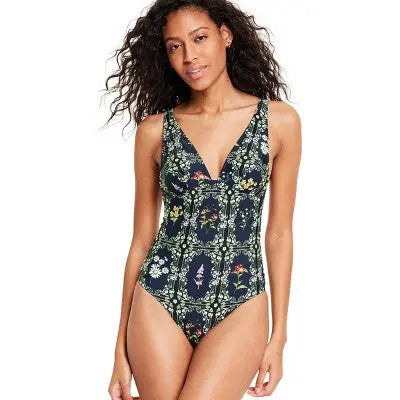 Agua Bendita Women's V Neck Low Back One Piece Swimsuit Cheeky Swimwear Agua Bendita x TargetBullseye Deals