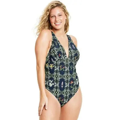Agua Bendita Women's V Neck Low Back One Piece Swimsuit Cheeky Swimwear Agua Bendita x TargetBullseye Deals