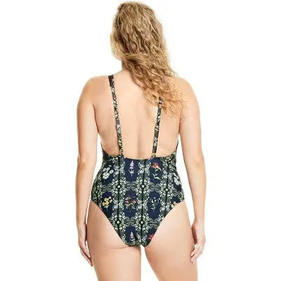 Agua Bendita Women's V Neck Low Back One Piece Swimsuit Cheeky Swimwear Agua Bendita x TargetBullseye Deals