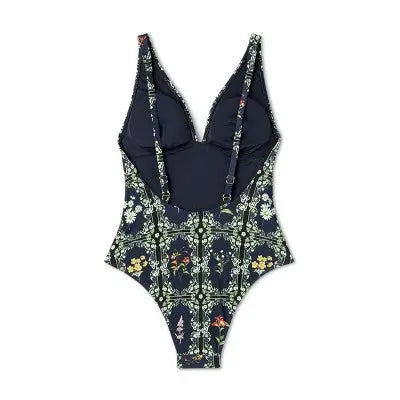 Agua Bendita Women's V Neck Low Back One Piece Swimsuit Cheeky Swimwear Agua Bendita x TargetBullseye Deals