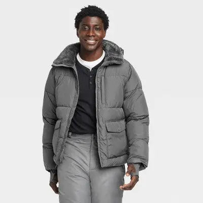 All In Motion Men's Winter Hooded Wind-Resistant Heavyweight Puffer Jacket All in MotionBullseye Deals