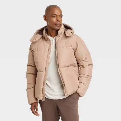 All In Motion Men's Winter Hooded Wind-Resistant Heavyweight Puffer Jacket All in MotionBullseye Deals