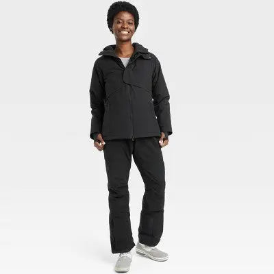 All in Motion Women's Winter Jacket Wind Resistant Attached Hood Zipper Pockets - Secondipity