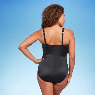 Aqua Green Shape + Style Women's Ruched One Piece Swimsuit V-Neck UPF 50+ Aqua GreenBullseye Deals