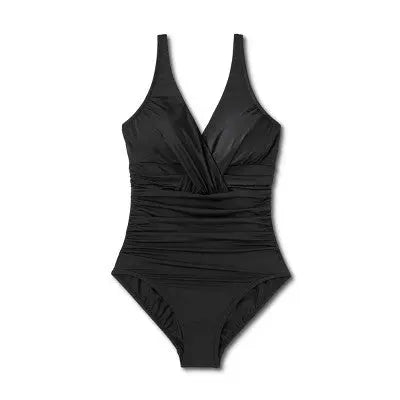 Aqua Green Shape + Style Women's Ruched One Piece Swimsuit V-Neck UPF 50+ Aqua GreenBullseye Deals