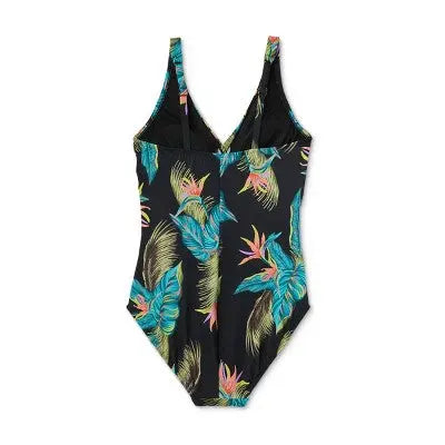 Aqua Green Shape + Style Women's Ruched One Piece Swimsuit V-Neck UPF 50+ Aqua GreenBullseye Deals