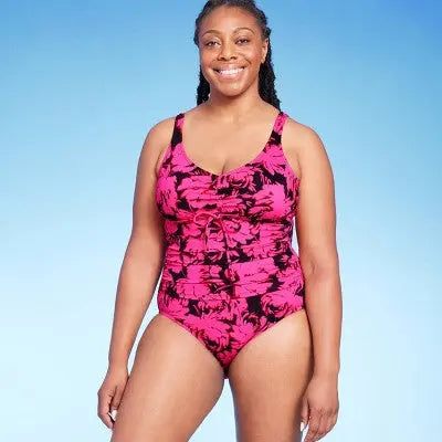 Aqua Green UPF 50 Cinch-Front One Piece Swimsuit: Fun Flattering Sun-Protected Aqua GreenBullseye Deals