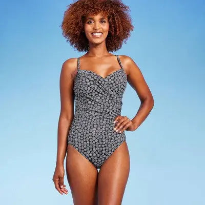 Aqua Green UPF 50 Twist-Front Over the Shoulder One Piece Swimsuit - Secondipity