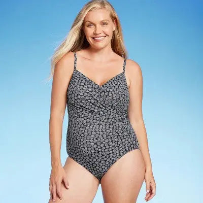 Aqua Green UPF 50 Twist-Front Over the Shoulder One Piece Swimsuit - Secondipity