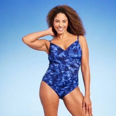 Aqua Green UPF 50 Twist-Front Over the Shoulder One Piece Swimsuit - Secondipity