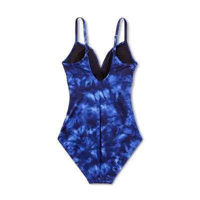 Aqua Green UPF 50 Twist-Front Over the Shoulder One Piece Swimsuit - Secondipity