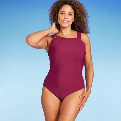 Aqua Green Women's Asymmetrical One Piece Swimsuit Full Coverage UPF 50+ Aqua GreenBullseye Deals
