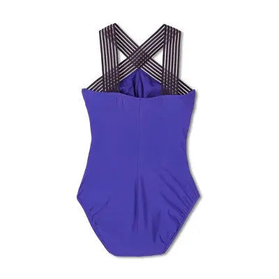 Aqua Green Women's Crossover Neck One Piece Swimsuit UPF 50+ Aqua GreenBullseye Deals