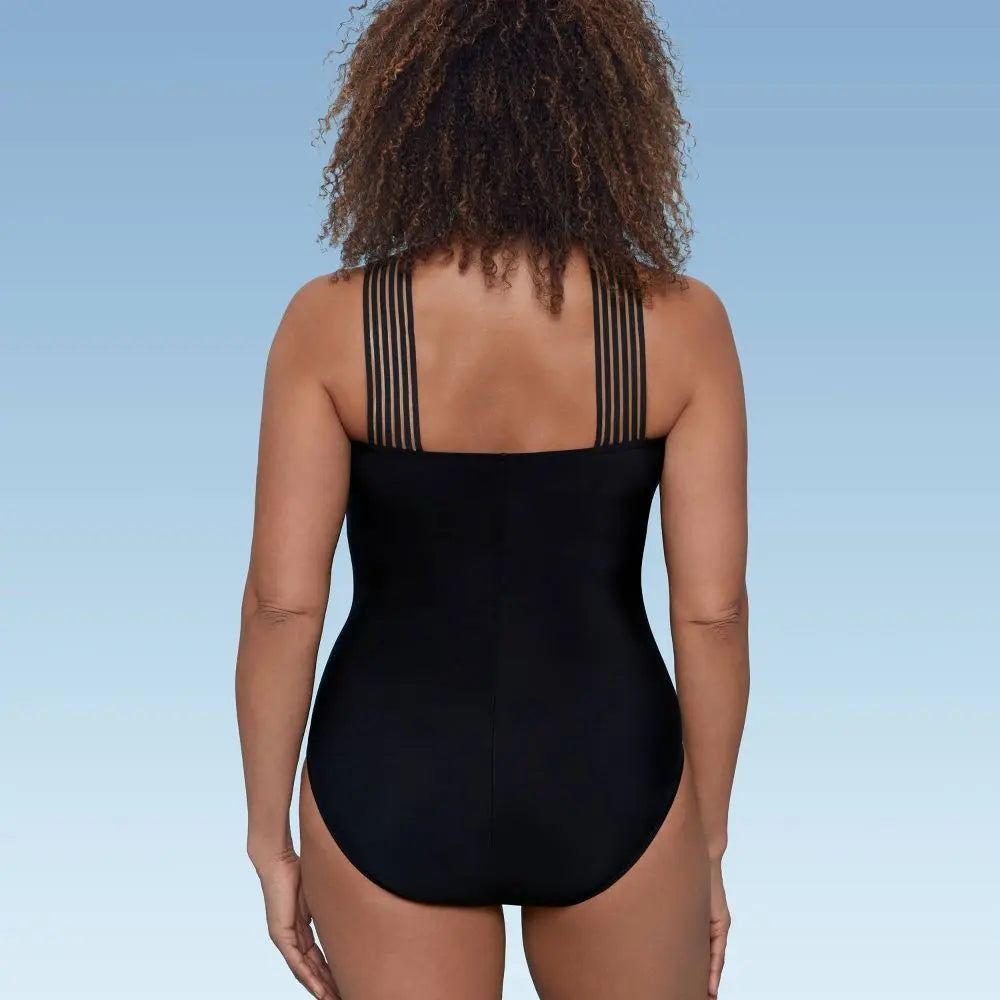 Aqua Green Women's Crossover Neck One Piece Swimsuit UPF 50+ Aqua GreenBullseye Deals