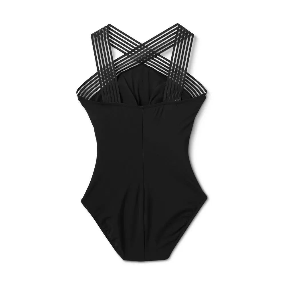 Aqua Green Women's Crossover Neck One Piece Swimsuit UPF 50+ Aqua GreenBullseye Deals