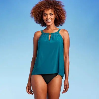 Aqua Green Women's High Neck Tankini Swimsuit Keyhole Tank Top Swimwear UPF 50+ Aqua GreenBullseye Deals