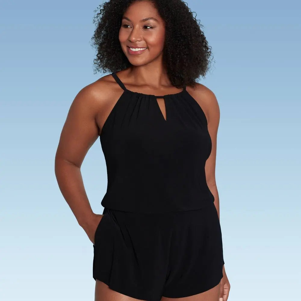 Aqua Green Women's Swim Romper One Piece Swimsuit with Pocket UPF 50+ Aqua GreenBullseye Deals