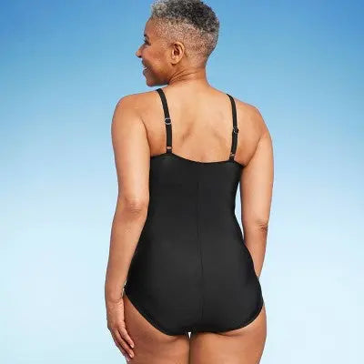 Aqua Green Women's UPF 50 Crochet High Neck One Piece Swimsuit - Secondipity