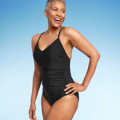 Aqua Green Women's UPF 50 Ring Back V-Neck One Piece Swimsuit Aqua GreenBullseye Deals