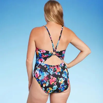 Aqua Green Women's UPF 50 Ring Back V-Neck One Piece Swimsuit Aqua GreenBullseye Deals