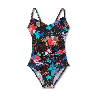 Aqua Green Women's UPF 50 Ring Back V-Neck One Piece Swimsuit Aqua GreenBullseye Deals