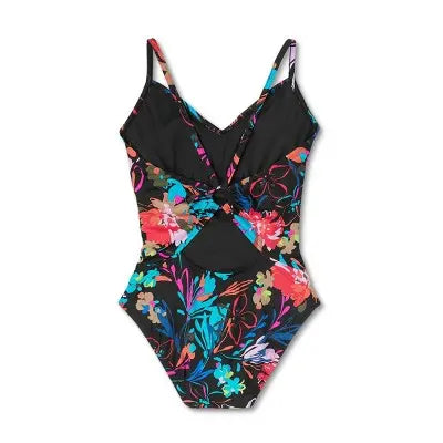 Aqua Green Women's UPF 50 Ring Back V-Neck One Piece Swimsuit Aqua GreenBullseye Deals