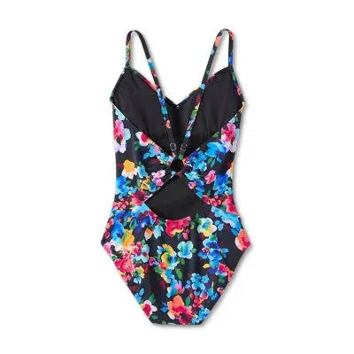 Aqua Green Women's UPF 50 Ring Back V-Neck One Piece Swimsuit Aqua GreenBullseye Deals