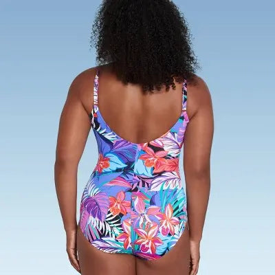 Aqua Green Women's V-Neck One Piece Swimsuit Tummy Control UPF 50+ Swimwear Aqua GreenBullseye Deals