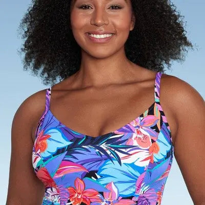 Aqua Green Women's V-Neck One Piece Swimsuit Tummy Control UPF 50+ Swimwear Aqua GreenBullseye Deals