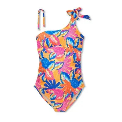 Asymmetrical Tie Shoulder One-Piece Maternity Swimsuit - Floral Print Isabel Maternity by Ingrid & IsabelBullseye Deals
