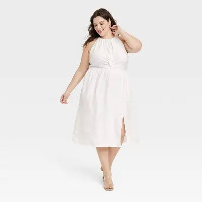 Ava & Viv Women's High Neck Sleeveless Midi Dress Slide Slit Ava & VivBullseye Deals