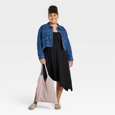 Ava & Viv Women's Plus Button Up Cropped Lightweight Denim Jacket Ava & VivBullseye Deals