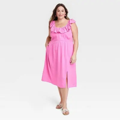 Ava & Viv Women's Ruffle Midi Empire Waist Summer Dress Ava & VivBullseye Deals
