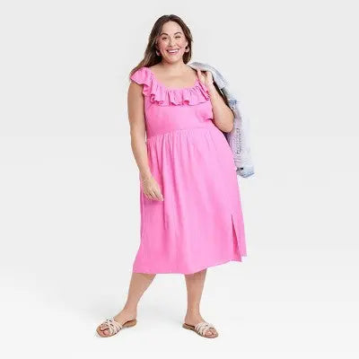 Ava & Viv Women's Ruffle Midi Empire Waist Summer Dress Ava & VivBullseye Deals