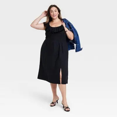 Ava & Viv Women's Ruffle Sleeveless A-Line Midi Dress Ava & VivBullseye Deals