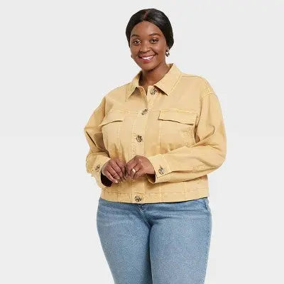 Ava & Viv Women's Yellow Cropped Cotton Jacket Ava & VivBullseye Deals