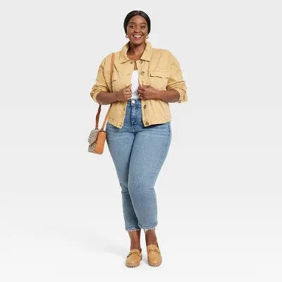 Ava & Viv Women's Yellow Cropped Cotton Jacket Ava & VivBullseye Deals