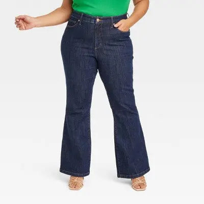 Ava & Viv Womens Plus High Rise Regular Fit Flare Leg Full Jeans Midweight Ava & VivBullseye Deals