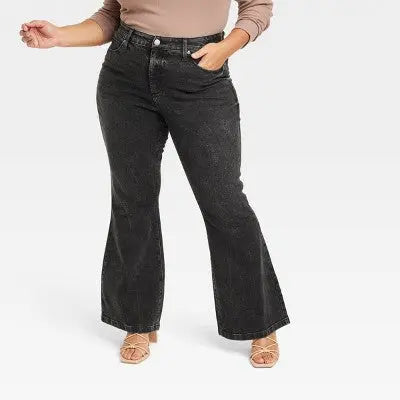 Ava & Viv Womens Plus High Rise Regular Fit Flare Leg Full Jeans Midweight Ava & VivBullseye Deals