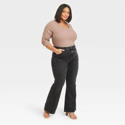 Ava & Viv Womens Plus High Rise Regular Fit Flare Leg Full Jeans Midweight Ava & VivBullseye Deals