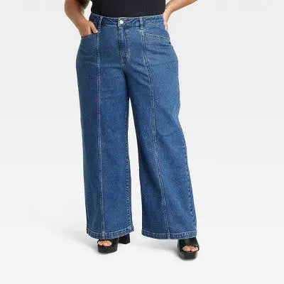 Ava & Viv Womens Plus High Rise  Regular Fit Full Wide-Leg Jeans Midweight Ava & VivBullseye Deals