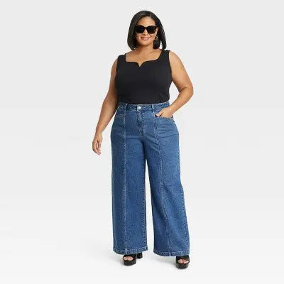 Ava & Viv Womens Plus High Rise  Regular Fit Full Wide-Leg Jeans Midweight Ava & VivBullseye Deals