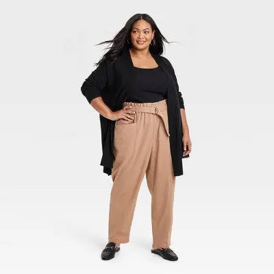 Ava & Viv Womens Plus High Rise Tapered Leg Full Paperbag Pants Midweight Ava & VivBullseye Deals