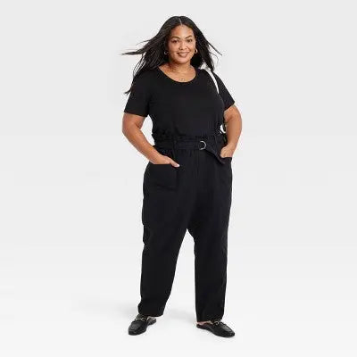 Ava & Viv Womens Plus High Rise Tapered Leg Full Paperbag Pants Midweight Ava & VivBullseye Deals