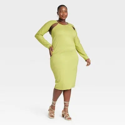 Black History Month Sammy B Women's Plus Size Cut Out Bodycon Dress - Green - Secondipity