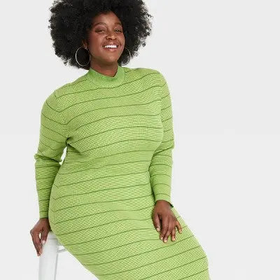 Black History Month Women's Long Sleeve House of Aama High Neck Maxi Knit Dress - Striped House of Aama x TargetBullseye Deals