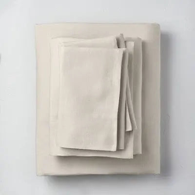 Casaluna 100% Washed Linen Solid Sheet Set - 4-Piece Plain Weave Bedding CasalunaBullseye Deals