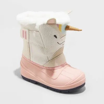 Cat & Jack Toddler Faux Fur Hook-And-Loop Mid Calf Winter Boots Waterproof Cat & JackBullseye Deals