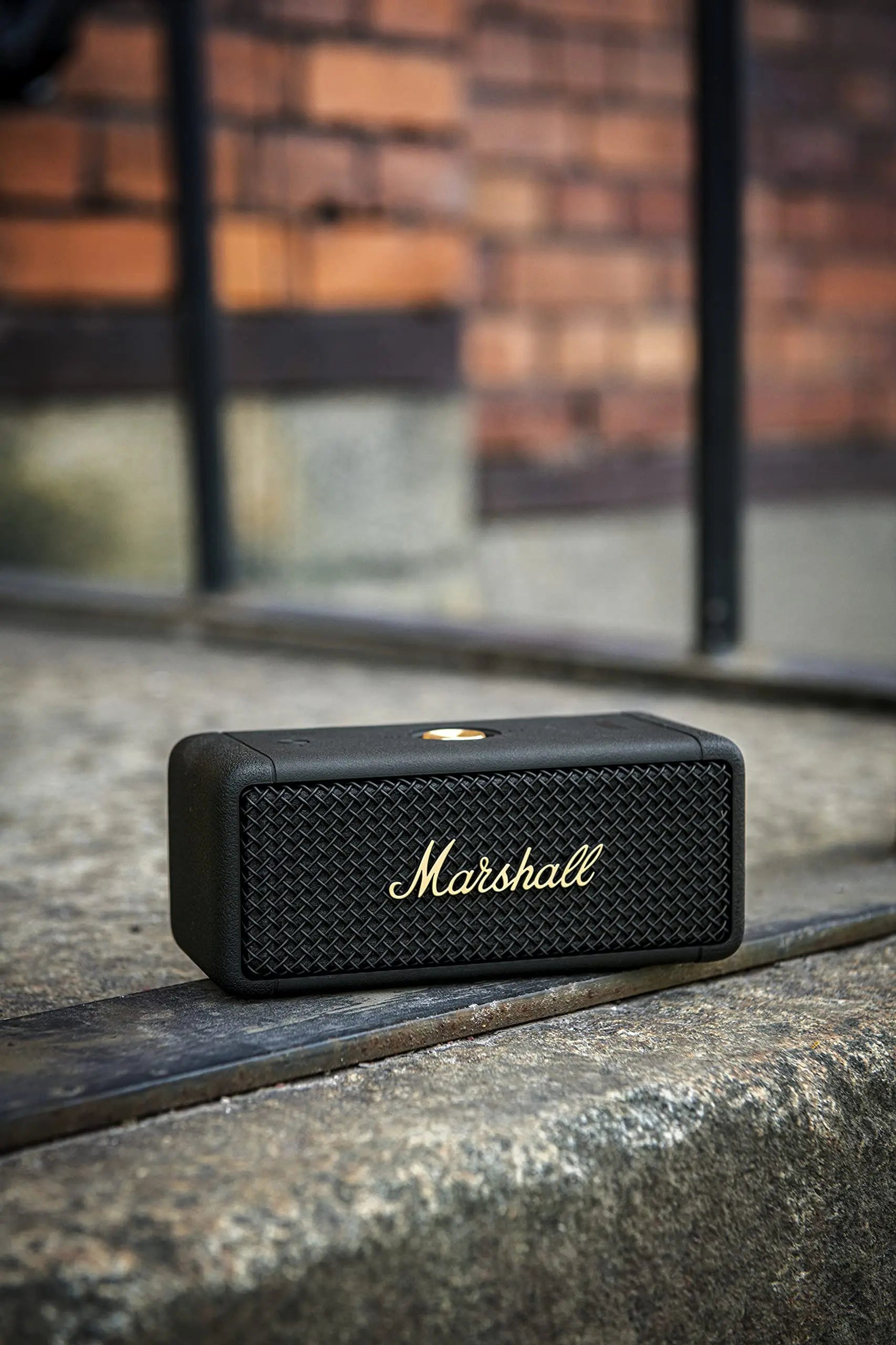 Certified Refurbished - Marshall - Emberton Portable Bluetooth Speaker - Black & Brass MarshallBullseye Deals